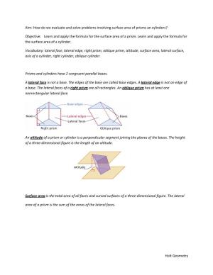 10-4 Surface and Lateral Area of Prism and Cylinders.Pdf