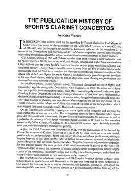 The Publication History of Spohr's Clarinet Concertos