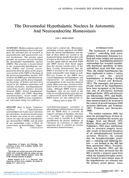 The Dorsomedial Hypothalamic Nucleus in Autonomic and Neuroendocrine Homeostasis