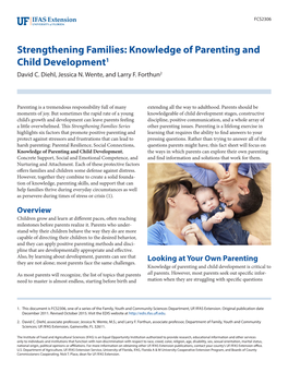 Strengthening Families: Knowledge of Parenting and Child Development1 David C