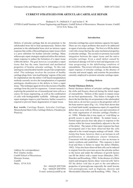 Current Strategies for Articular Cartilage Repair