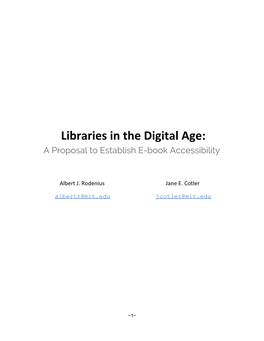 Libraries in the Digital Age: a Proposal to Establish E-Book Accessibility