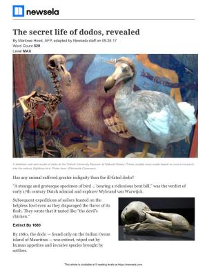 The Secret Life of Dodos, Revealed by Marlowe Hood, AFP, Adapted by Newsela Staff on 09.26.17 Word Count 529 Level MAX