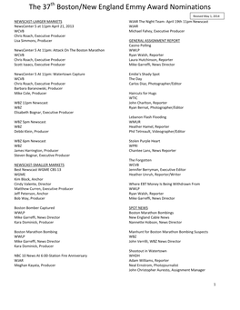 The 37 Boston/New England Emmy Award Nominations
