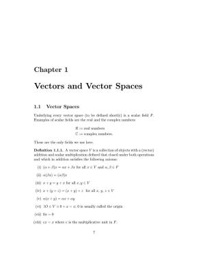 Vectors and Vector Spaces
