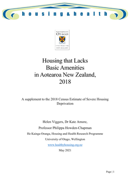 Housing That Lacks Basic Amenities in Aotearoa New Zealand, 2018