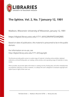 The Sphinx. Vol. 2, No. 7 January 12, 1901