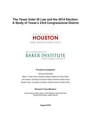 The Texas Voter ID Law and the 2014 Election: a Study of Texas’S 23Rd Congressional District