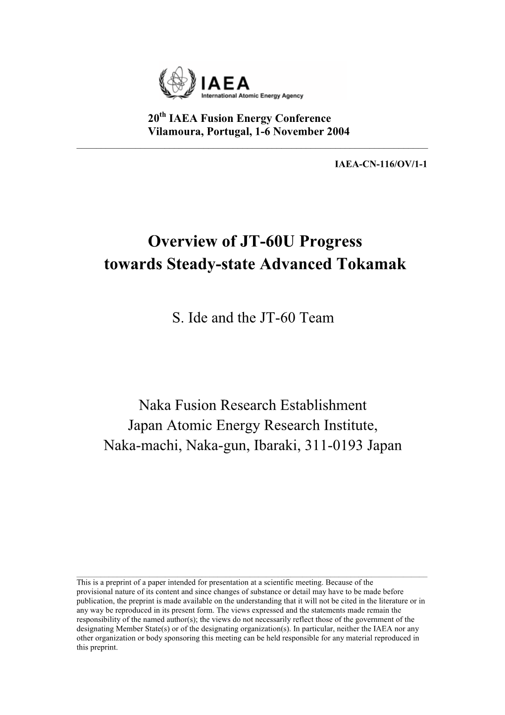 Overview of JT-60U Progress Towards Steady-State Advanced Tokamak