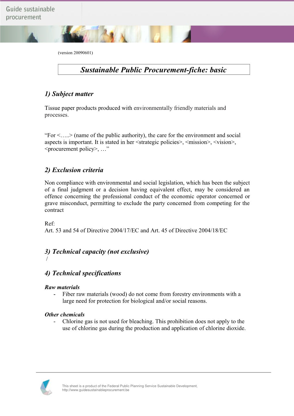 Sustainable Public Procurement-Fiche: Basic