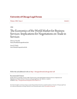 The Economics of the World Market for Business Services: Implications for Negotiations on Trade in Servicest Thierry J