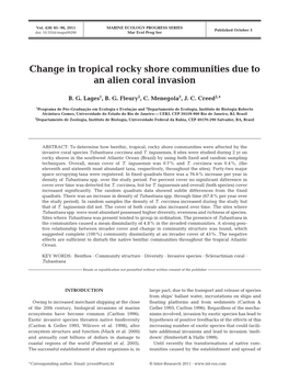 Change in Tropical Rocky Shore Communities Due to an Alien Coral Invasion