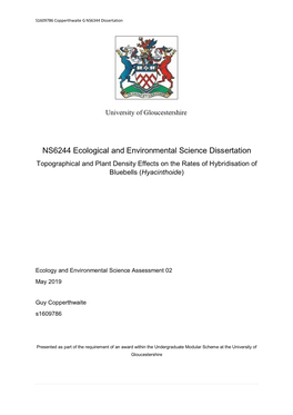 NS6244 Ecological and Environmental Science Dissertation Topographical and Plant Density Effects on the Rates of Hybridisation of Bluebells (Hyacinthoide)