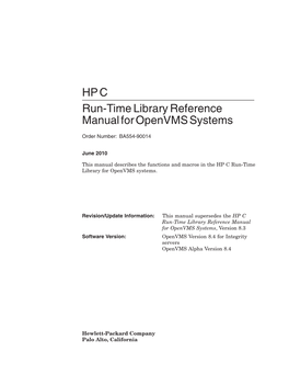 HP C Run-Time Library Reference Manual for Openvms Systems