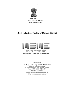 Brief Industrial Profile of Damoh District