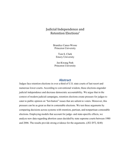 Judicial Independence and Retention Elections* Abstract