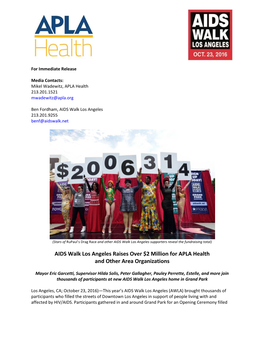 AIDS Walk Los Angeles Raises Over $2 Million for APLA Health and Other Area Organizations