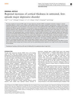 Regional Increases of Cortical Thickness in Untreated, First-Episode