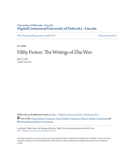 Filthy Fiction: the Rw Itings of Zhu Wen Julia Lovell London University