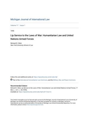 Humanitarian Law and United Nations Armed Forces