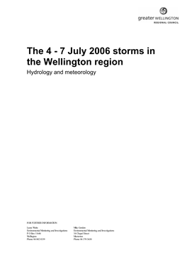 7 July 2006 Storms in the Wellington Region Hydrology and Meteorology