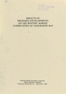 Impacts of Proposed Developments on the Benthic Marine Communities of Geographe Bay