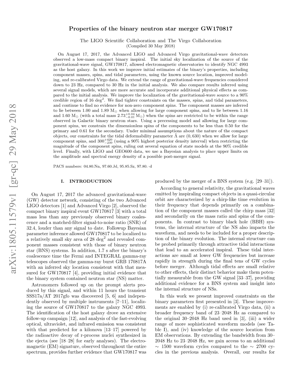 Arxiv:1805.11579V1 [Gr-Qc]