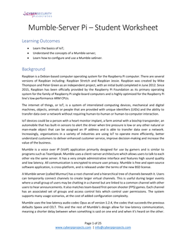Mumble-Server Pi – Student Worksheet