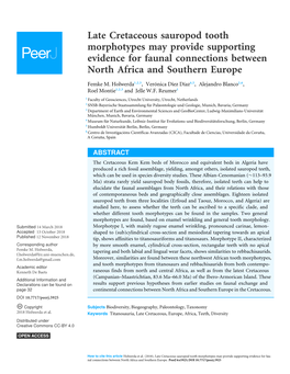 Late Cretaceous Sauropod Tooth Morphotypes May Provide Supporting Evidence for Faunal Connections Between North Africa and Southern Europe