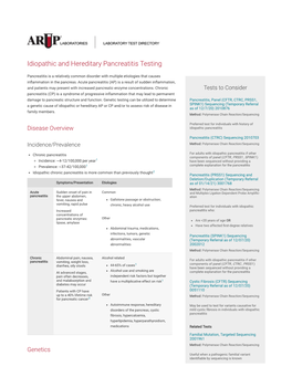 Idiopathic and Hereditary Pancreatitis Testing