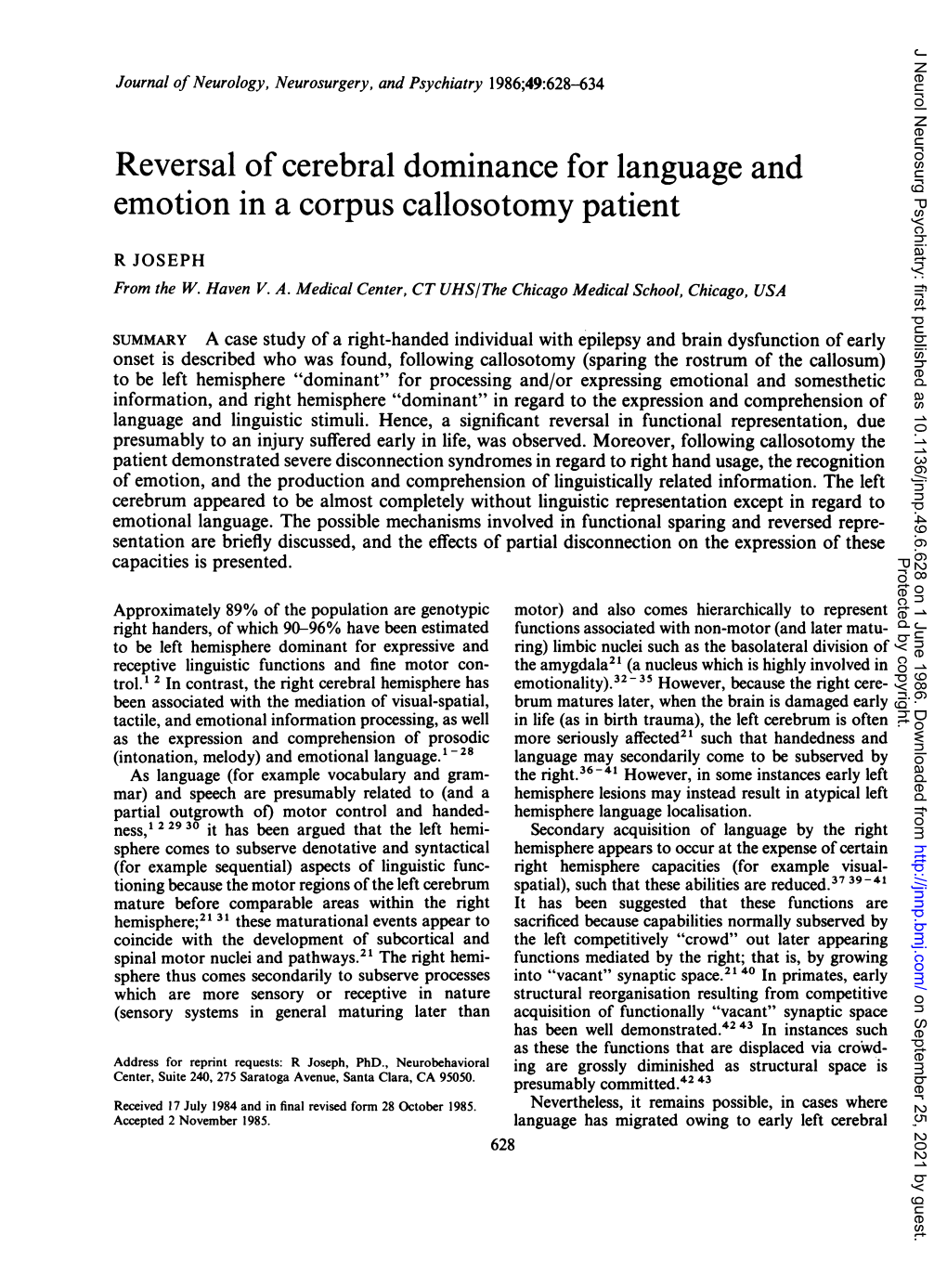 Reversal of Cerebraldominance Forlanguage