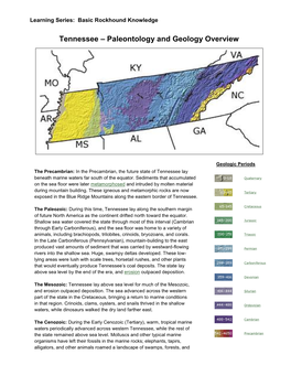 Tennessee – Paleontology and Geology Overview