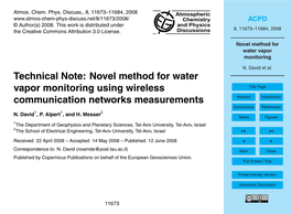 Novel Method for Water Vapor Monitoring