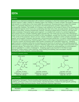 Edta Ethylene Diamine Tetra Acetic Acid