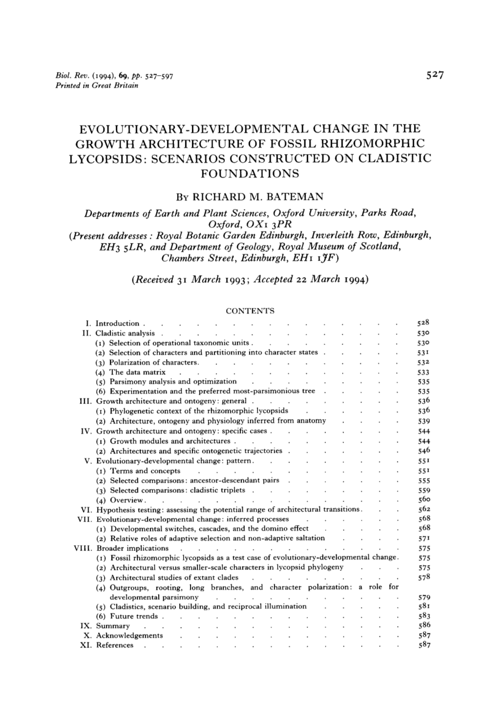 Evolutionary-Developmental Change in the Growth Architecture of Fossil Rhizomorphic Lycopsids: Scenarios Constructed on Cladistic Foundations