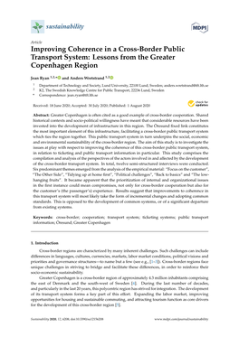 Improving Coherence in a Cross-Border Public Transport System: Lessons from the Greater Copenhagen Region