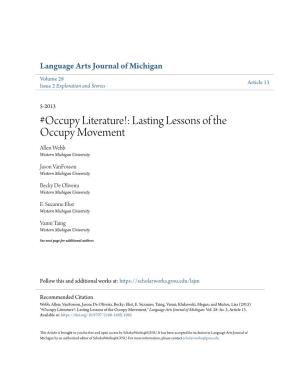 Lasting Lessons of the Occupy Movement Allen Webb Western Michigan University