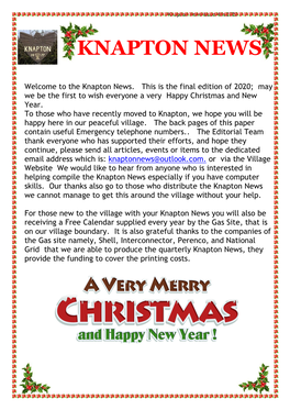 Knapton News Issue 4Th 2020