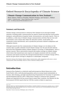 Climate Change Communication in New Zealand