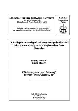 Salt Deposits and Gas Cavern Storage in the UK with a Case Study of Salt Exploration from Cheshire