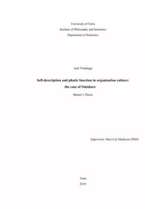 Self-Description and Phatic Function in Organisation Culture: the Case of Ouishare