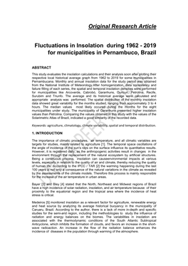 Original Research Article Fluctuations in Insolation During 1962
