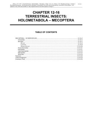 Volume 2, Chapter 12-16: Terrestrial Insects: Holometabola-Mecoptera