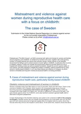 Mistreatment and Violence Against Women During Reproductive Health Care with a Focus on Childbirth: the Case of Sweden