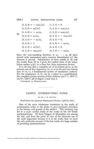 Pappus. Introductory Paper. 127