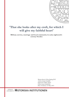 'That She Looks After My Croft, for Which I Will Give My Faithful Heart'