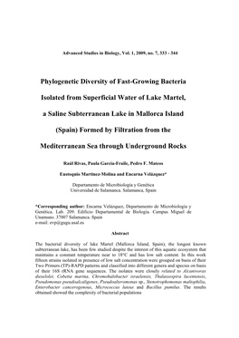 Phylogenetic Diversity of Fast-Growing Bacteria Isolated From