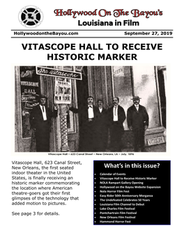 Vitascope Hall to Receive Historic Marker