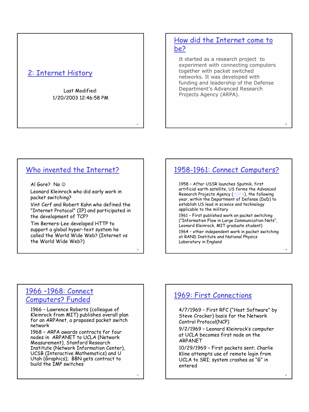 Who Invented the Internet? 1958-1961: Connect Computers?