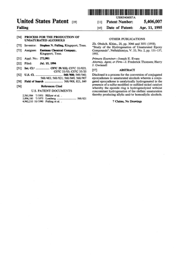 |||||||||||||III USOO5406007A United States Patent (19) 11 Patent Number: 5,406,007 Falling (45) Date of Patent: Apr